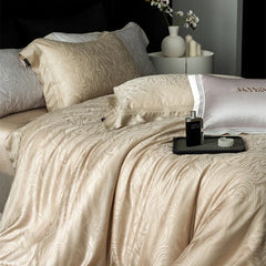 1000TC Egyptian Cotton Soft Silky Jacquard Embroidery Luxury Bedding Set
