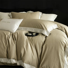 Premium 1000TC Egyptian Cotton Flowers Lace Wide Edge Luxury Bedding Set