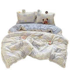 Korean Double-layer Gauze Lace Ruffle Bedding Set