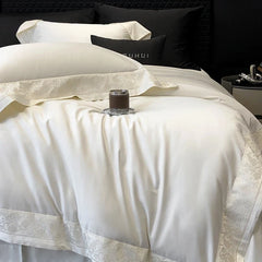 Luxury Hole Punching Embroidery Wide Edge Bedding Set