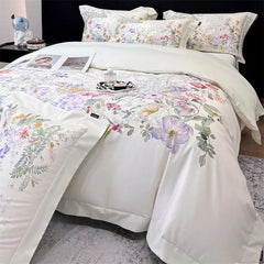 600TC Egyptian Cotton Luxury Botanical Floral Print Bedding Set