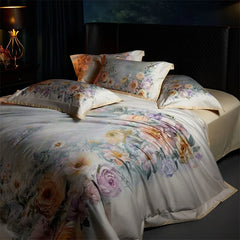 1000TC Egyptian Cotton Flowers Digital Printing Luxury Bedding Set