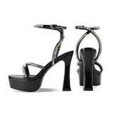 Crystal Embellished Patent Leather Sandals