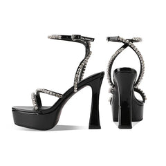 Crystal Embellished Patent Leather Sandals