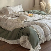 Vintage French Floral Lace Ruffles Bedding Set