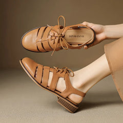 leather cowhide mid Heel