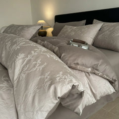 Thick Woven Cotton Jacquard 4 Piece Bed Set Luxury Pure Cotton Duvet Cover Sheet Set