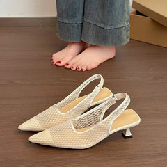 Designer Hollow Mesh Woven Brand Pumps