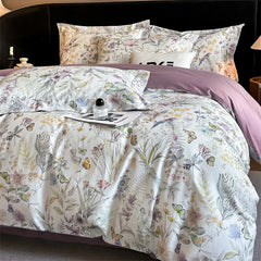 600TC Egyptian Cotton Flowers Butterfly Print Bedding Set
