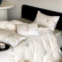 Chinese Style Orchid Embroidery Luxury Bedding Set