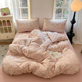 3/4Pcs Set Floral And Polka Dot Print Styles Duvet Cover Bed Sheet Pillowcase Full-Size Bedspread Set 1.5-Sleeper Bedding Set