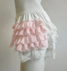 Bloomers estilo coqueta con volantes de cristal rosa