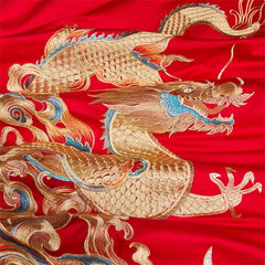 Luxury Chinese Style Wedding Dragon Phoenix Embroidery Red Bedding Set