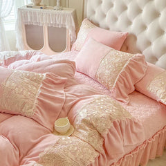 Lace Ruffles Princess Wedding Bedding Set