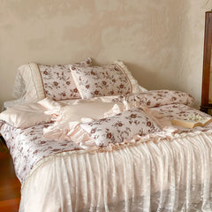 Vintage Floral Ruffle Lyocell Cotton Bedding Set