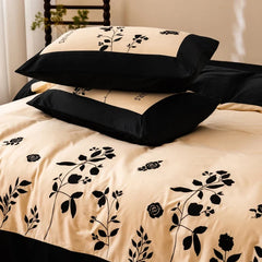 Rose Flowers Embroidery Luxury Bedding Set