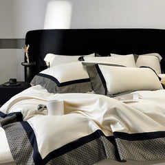 4Pcs Premium 1000TC Egyptian Cotton Simple Solid Color Bedding Set