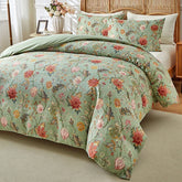 Vintage Floral Printed Duvet Cover Set Soft Breathable Double Bed Bedding Set