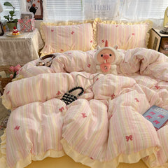 2025 Washed 4PCS Duvet Cover Set All Seasons Bedding Set
