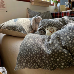 3/4Pcs Retro Small Floral Print Skin-friendly Soft Bedding Set