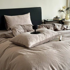 Thick Woven Cotton Jacquard 4 Piece Bed Set Luxury Pure Cotton Duvet Cover Sheet Set