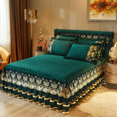 European Style Winter Lace Embroidery Bed Skirt Set High Quality Thickened Bed Cover Bedding Set