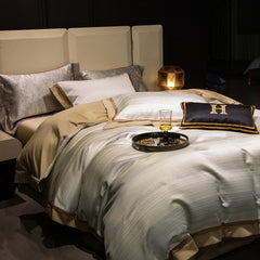 Satin Yarn-dyed Jacquard 1000TC Egyptian Cotton Soft Silky Luxury Bedding Set