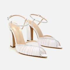 White Mesh Peep Toe Shoes