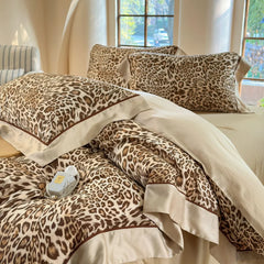 600TC Lyocell Eucalyptus Fiber Cooling Silky Leopard Print Luxury Bedding Set