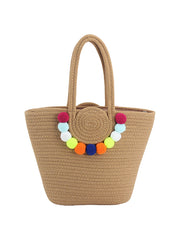 Shoulder Women Ball Bag Colorful Pendant Cotton
