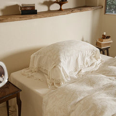 Cotton and Linen Vintage Hollow Lace Edge Bedding Set
