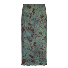 Fern Fleur Straight Midi Skirt