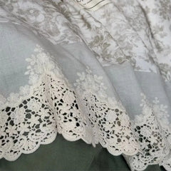 Vintage French Floral Lace Ruffles Bedding Set