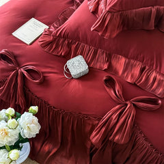 4Pcs Luxury Princess Wedding Style Bedding Set