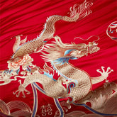 4/6/9Pcs Red Luxury Chinese Wedding Style Dragon Phoenix Embroidery Bedding Set