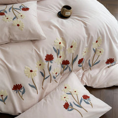 Flowers Towel Embroidery Bedding Set