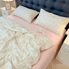 3/4Pcs Princess Style Floral Lace Bedding Set