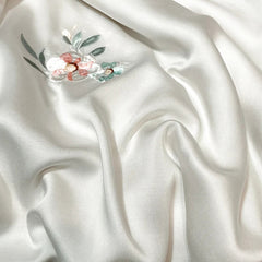 4/7Pcs Luxury Flowers Embroidery Lyocell Eucalyptus Fiber Silky Bedding Set
