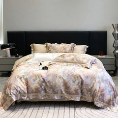 Flowers Digital Printing Wide Edge 1000TC Lyocell Cotton Soft Silky Bedding Set