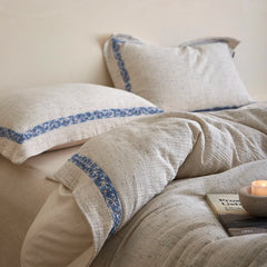 20% Linen and 80% Cotton Jacquard Embroidery Luxury Bedding Set