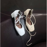 sheepskin Cross tied mary jane Shoes