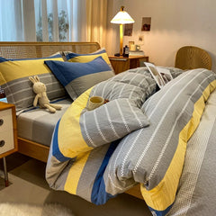 High Quality 100% Cotton Duvet Cover Set Modern Striped Printed Bedding Set