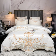 Chic Embroidery Satin Cotton Bedding Set