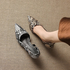 snake patterned cowhide pointed high Heels