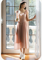 Vestido coqueto de estética balletcore rosa empolvado de Ema Mauve