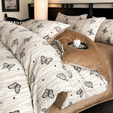 Winter Warm Velvet Duvet Cover Set Printed Queen Bedding Set