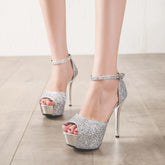 Sequin High-Heeled Sandals
