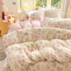 High Quality 100% Cotton Floral Duvet Cover Set Soft Breathable Queen King Bedding Set