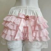 Bloomers estilo coqueta con volantes de cristal rosa