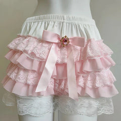 Bloomers estilo coqueta con volantes de cristal rosa